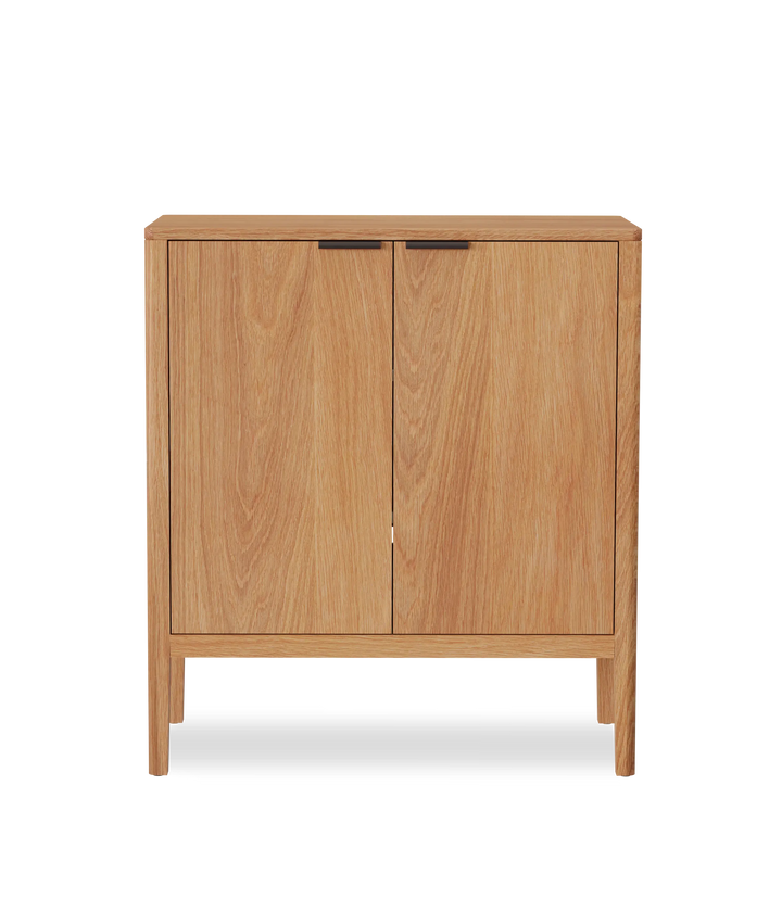 White Oak w/Black leather pulls