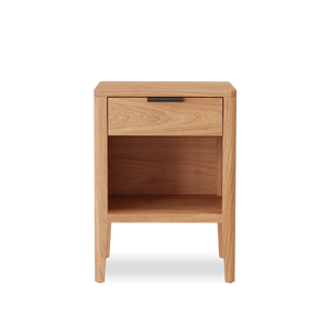 White Oak w/Black leather pull