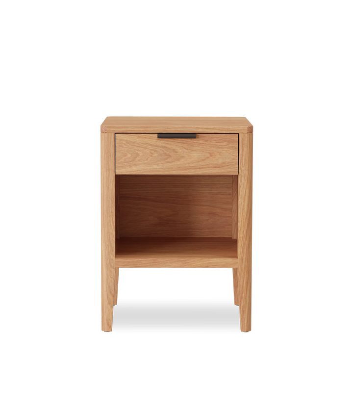 White Oak w/Black leather pull