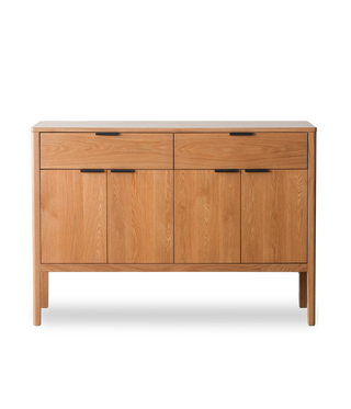 White oak w/Black leather pulls