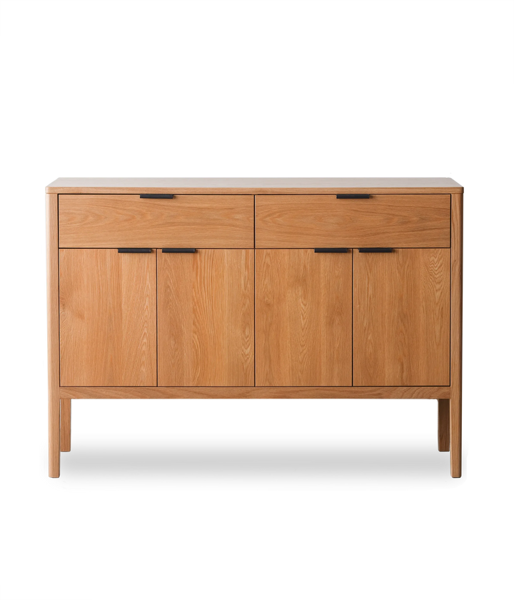 White oak w/Black leather pulls