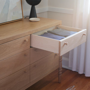 White oak open drawer