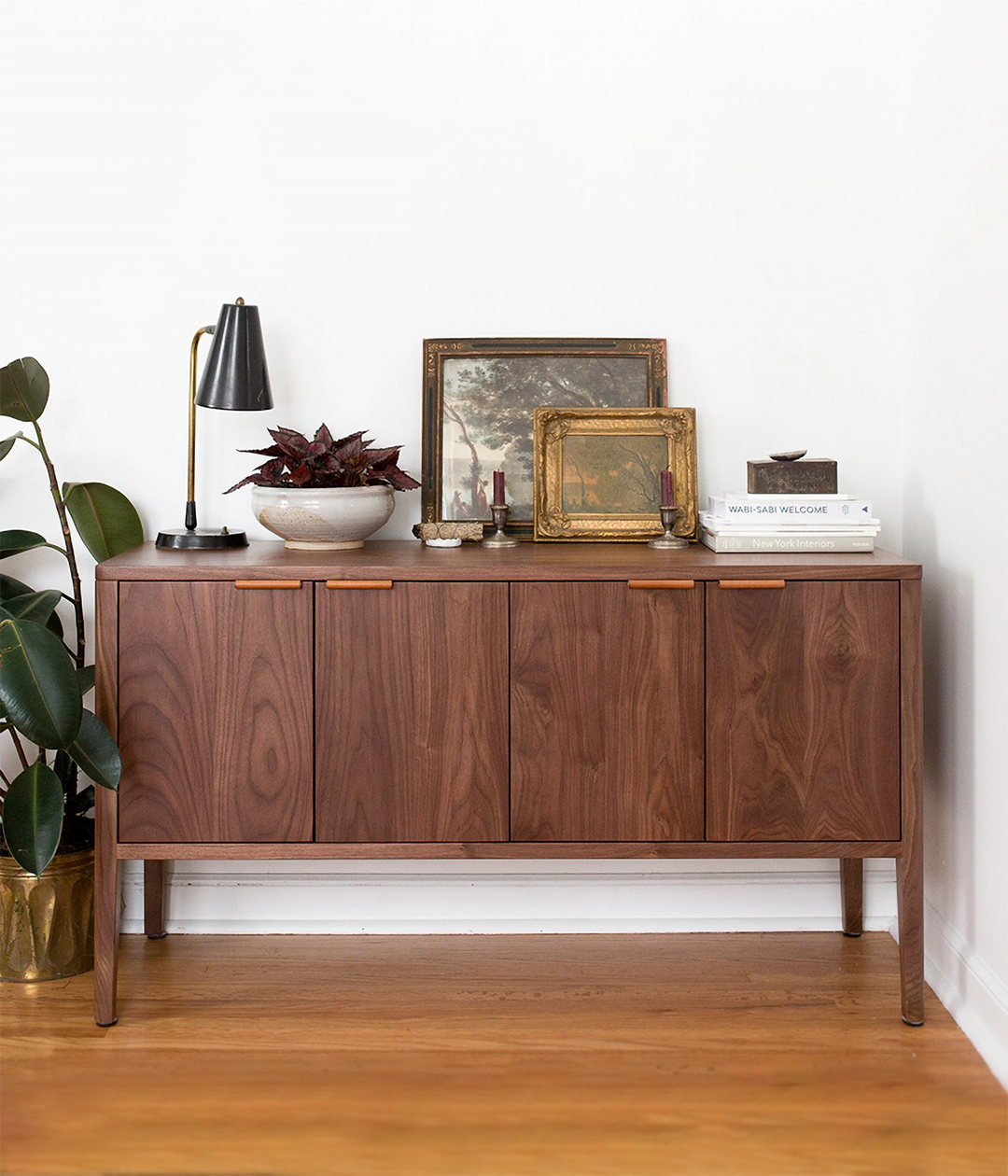 Walnut w/Brown leather pulls