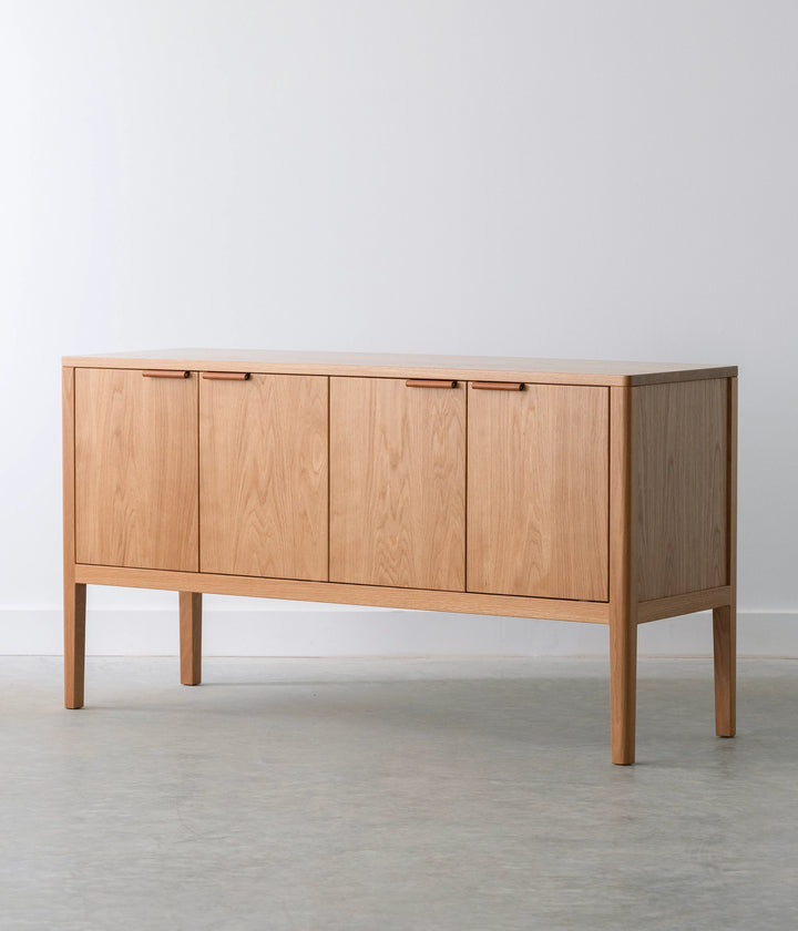 White Oak w/Brown leather pulls