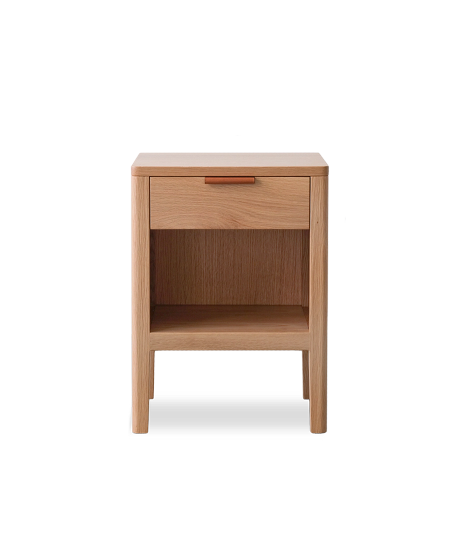 White Oak w/Brown leather pull