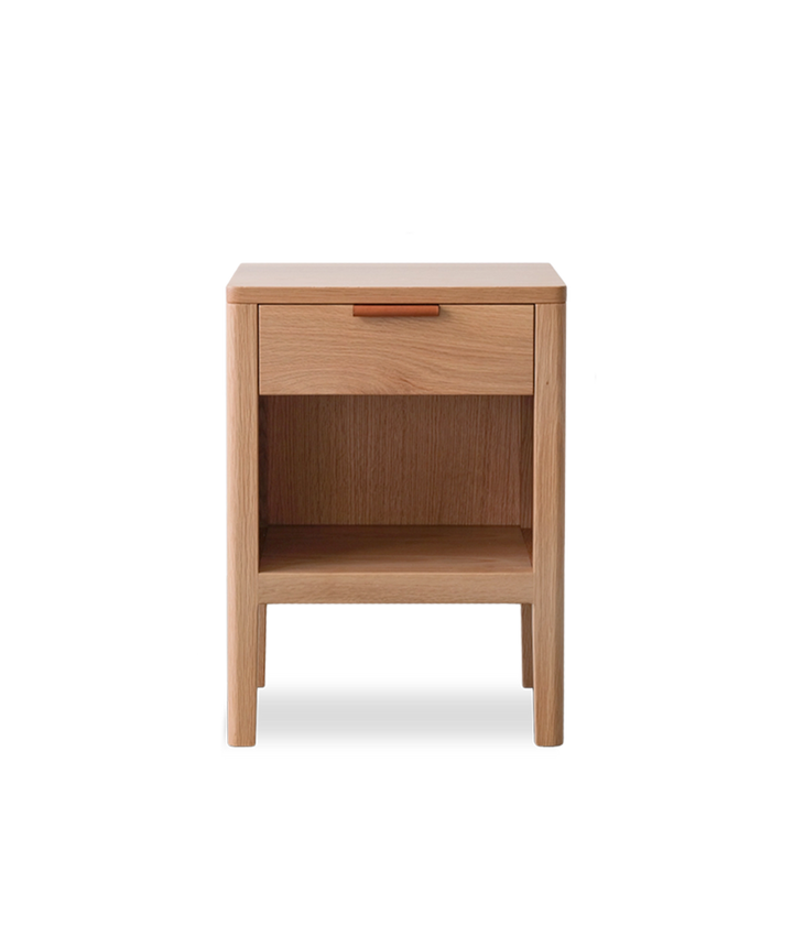 White Oak w/Brown leather pull