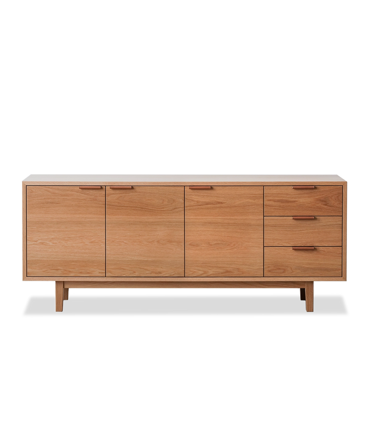 White Oak w/Brown leather pulls