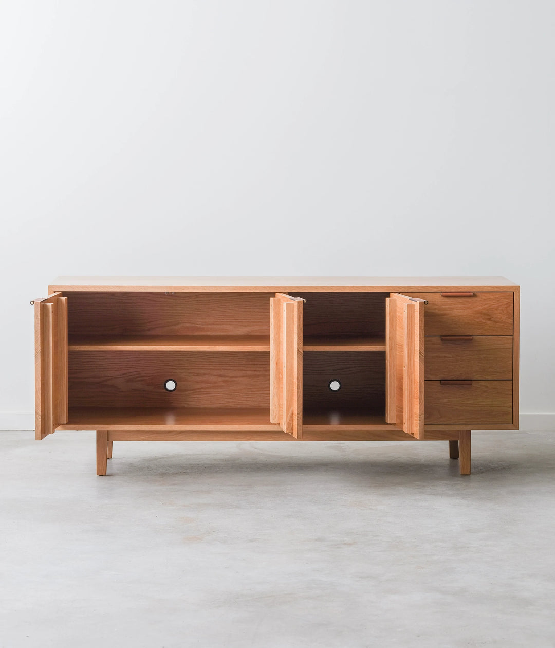 White Oak w/Brown leather pulls