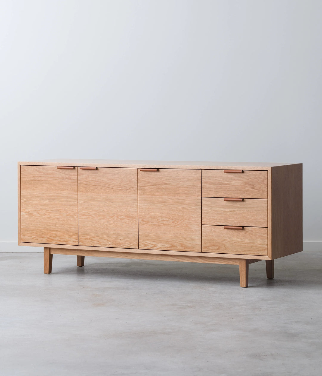 White Oak w/Brown leather pulls