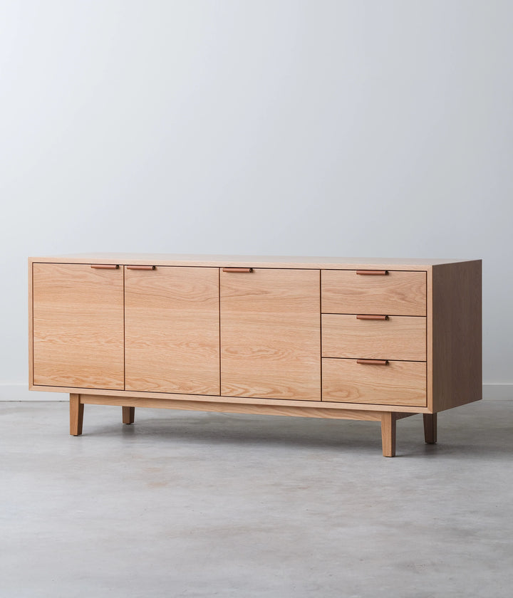 White Oak w/Brown leather pulls