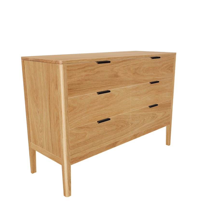 White Oak w/Black leather pulls