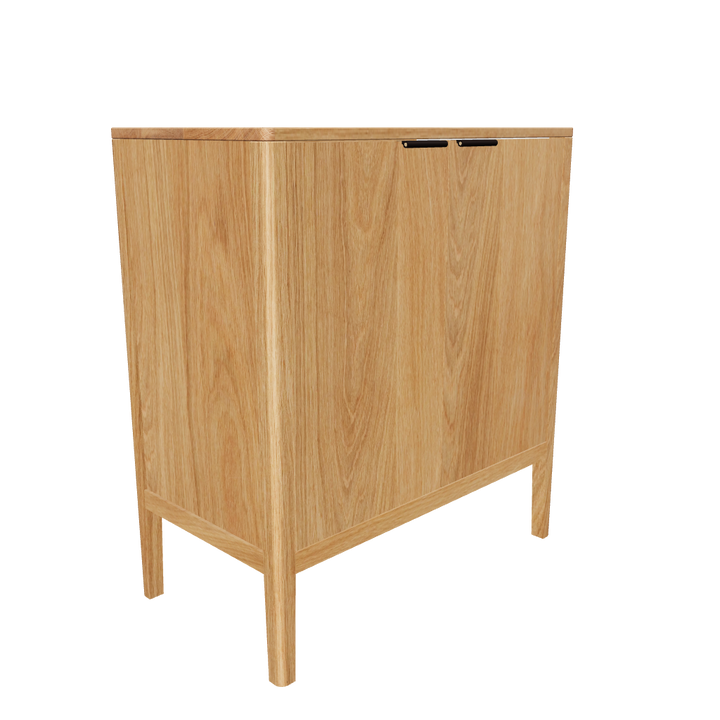 White Oak w/Black leather pulls