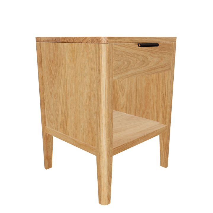 White Oak w/Black leather pull