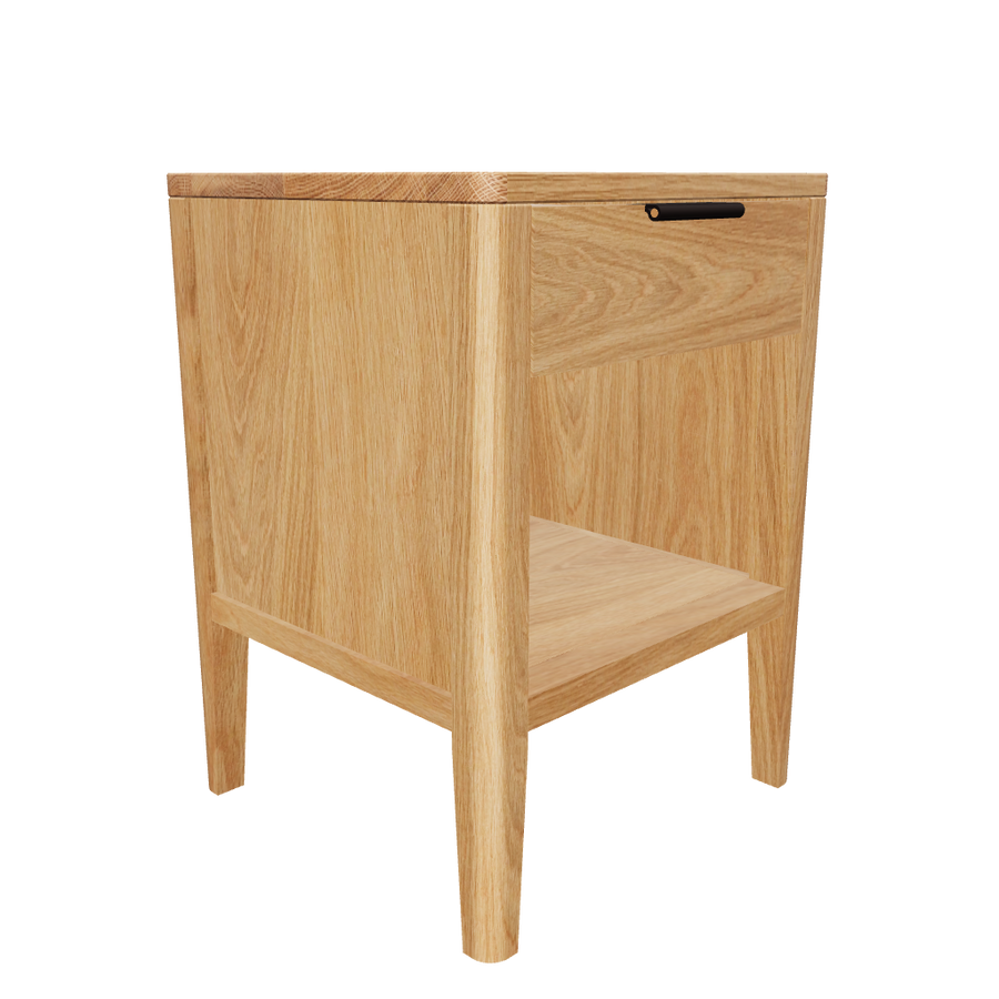 White Oak w/Black leather pull