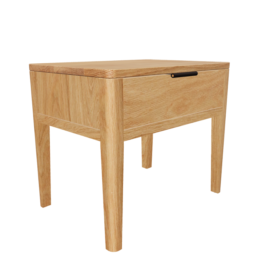 White Oak w/Black leather pull