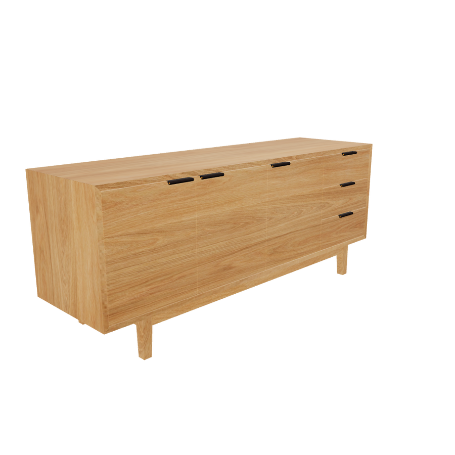 White oak w/Black leather pulls